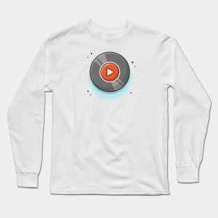 Vinyl Disk Music with Red Play Button Music Cartoon Vector Icon Illustration Long Sleeve T-Shirt